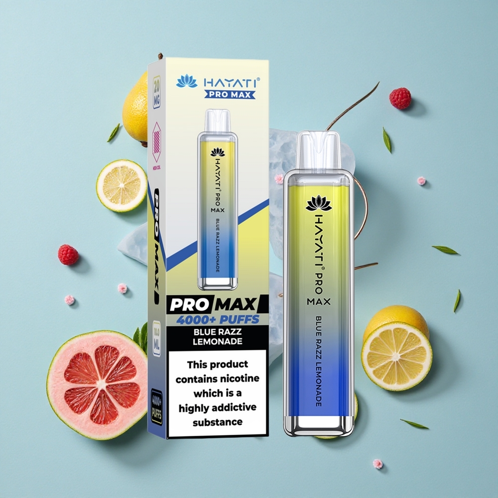 Hayati Pro Max 4000 Puffs Blaue Himbeere Limonade wiederaufladbar LED Licht vape großhandel Deutschland