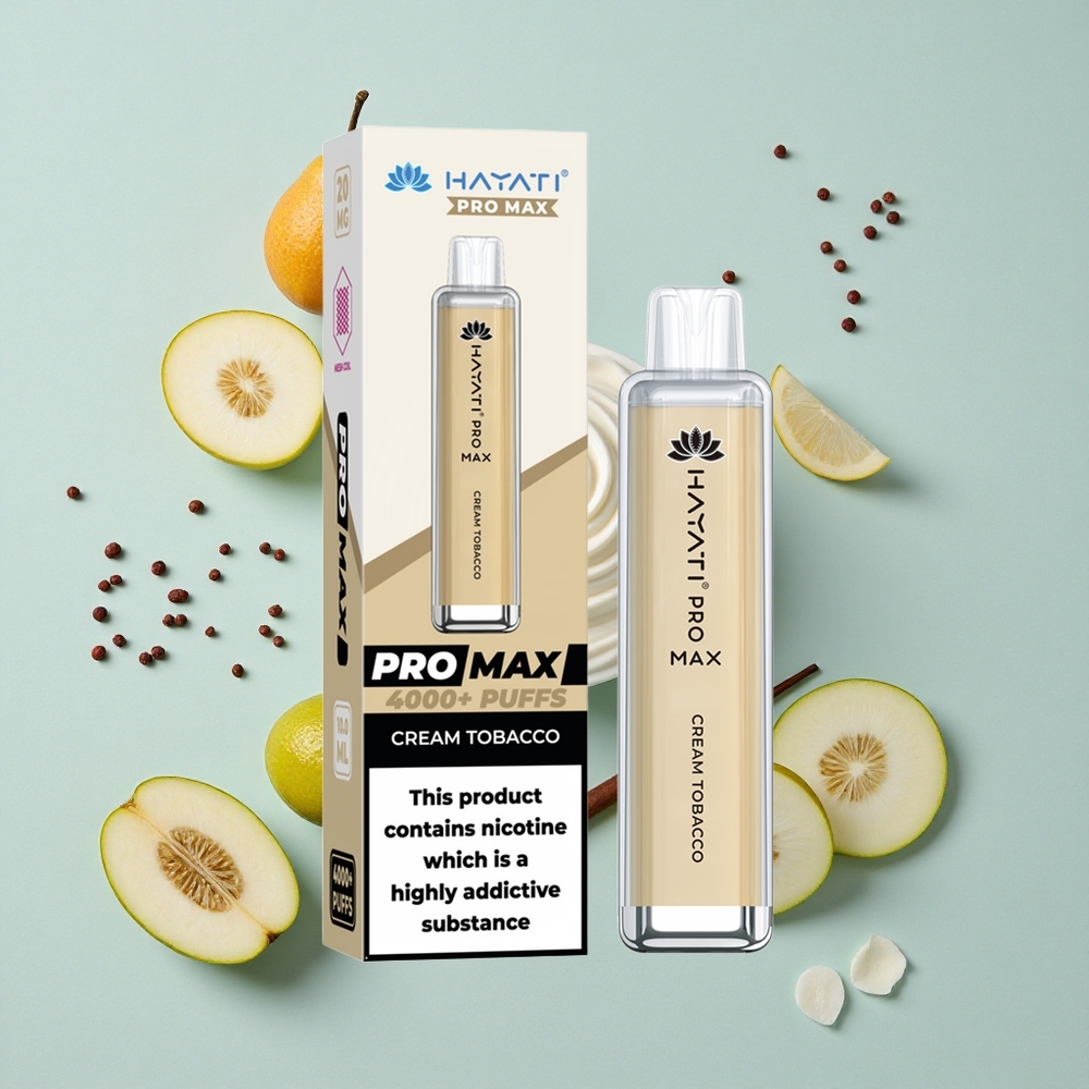 Hayati Pro Max 4000 Puffs Sahne Tabak Einweg-Vape Dual 11 Ohm Mesh Coil TPD vape großhandel Deutschland