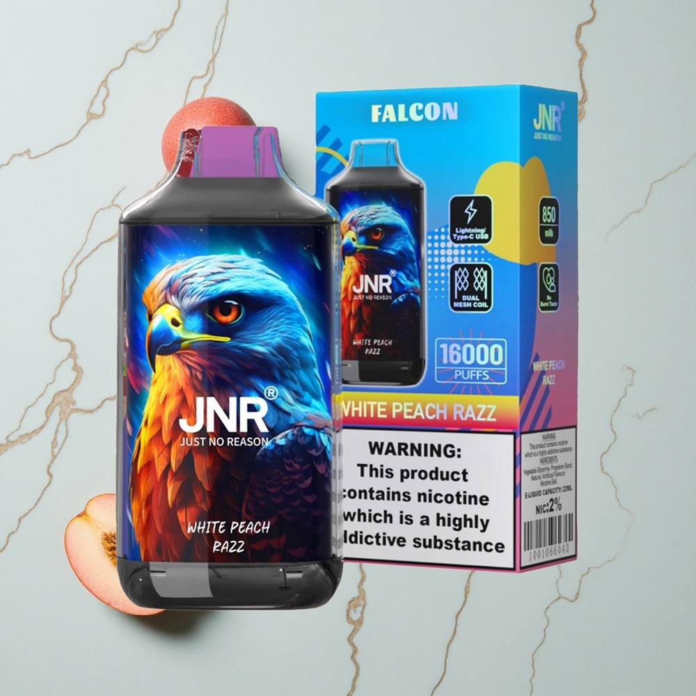 JNR Falcon 16000 Puffs Weißer Pfirsich Himbeere Dual Mesh Coil vape großhandel Deutschland