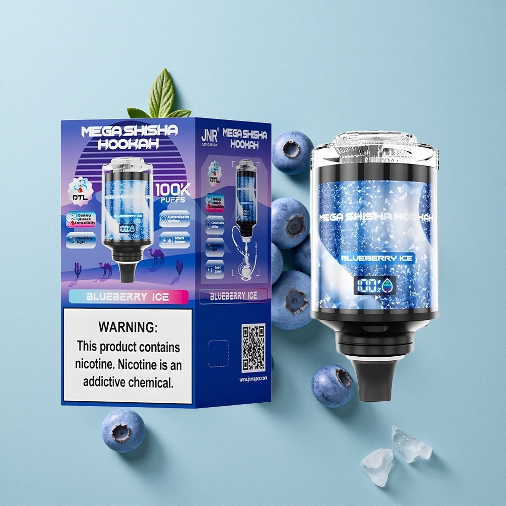 JNR Mega Shisha Hookah 100K Blaubeer-Eis Desktop Kompatibilität 60ml e-Liquid 2200mAh vape großhandel Deutschland