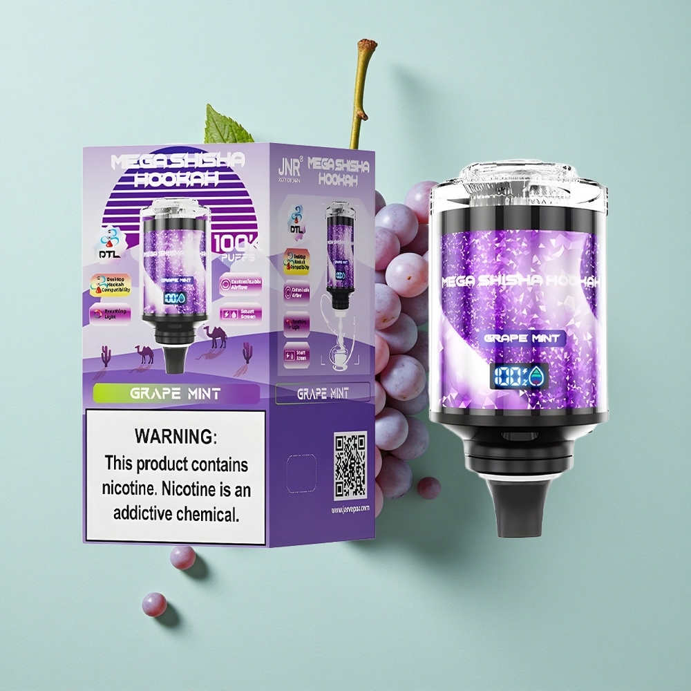 JNR Mega Shisha Hookah 100K Traube Minze 60ml e-Liquid Typ-C vape großhandel Deutschland