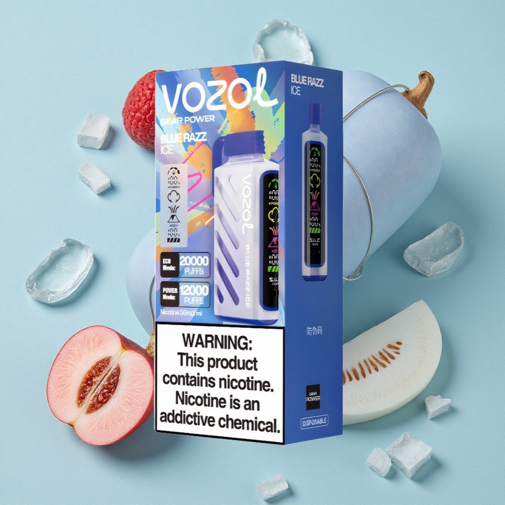 VOZOL Gear Power 20000 Puffs Blauer Himbeer-Eis Dual Mesh Coil vape großhandel Deutschland