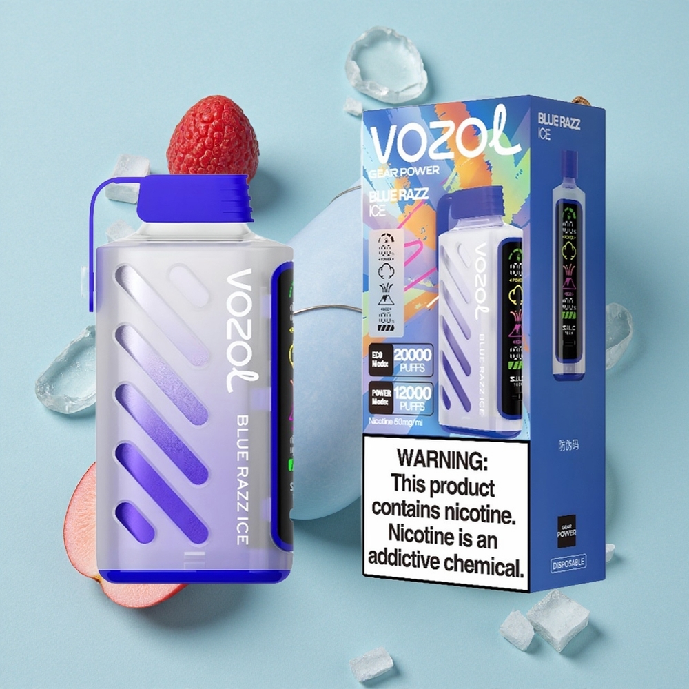 VOZOL Gear Power 20000 Puffs Blauer Himbeer-Eis Dual Mesh Coil vape großhandel Deutschland