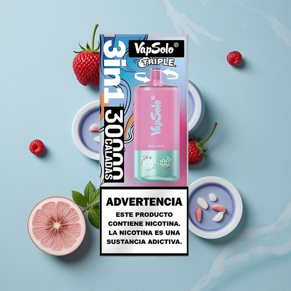 VapSolo Triple 30000 Puffs Blauer Himbeer Geschmack 40ml vape großhandel Deutschland