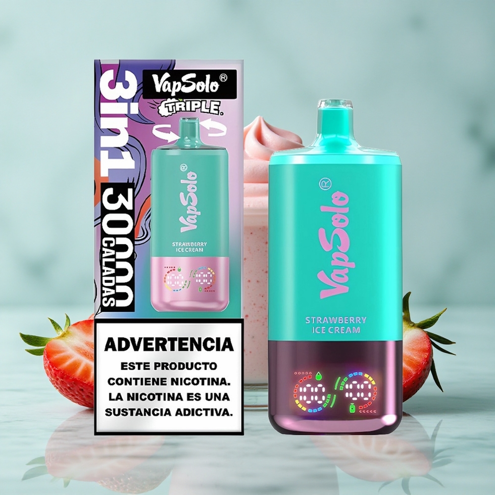 VapSolo Triple 30000 Puffs Erdbeer Eiscreme 40ml vape großhandel Deutschland