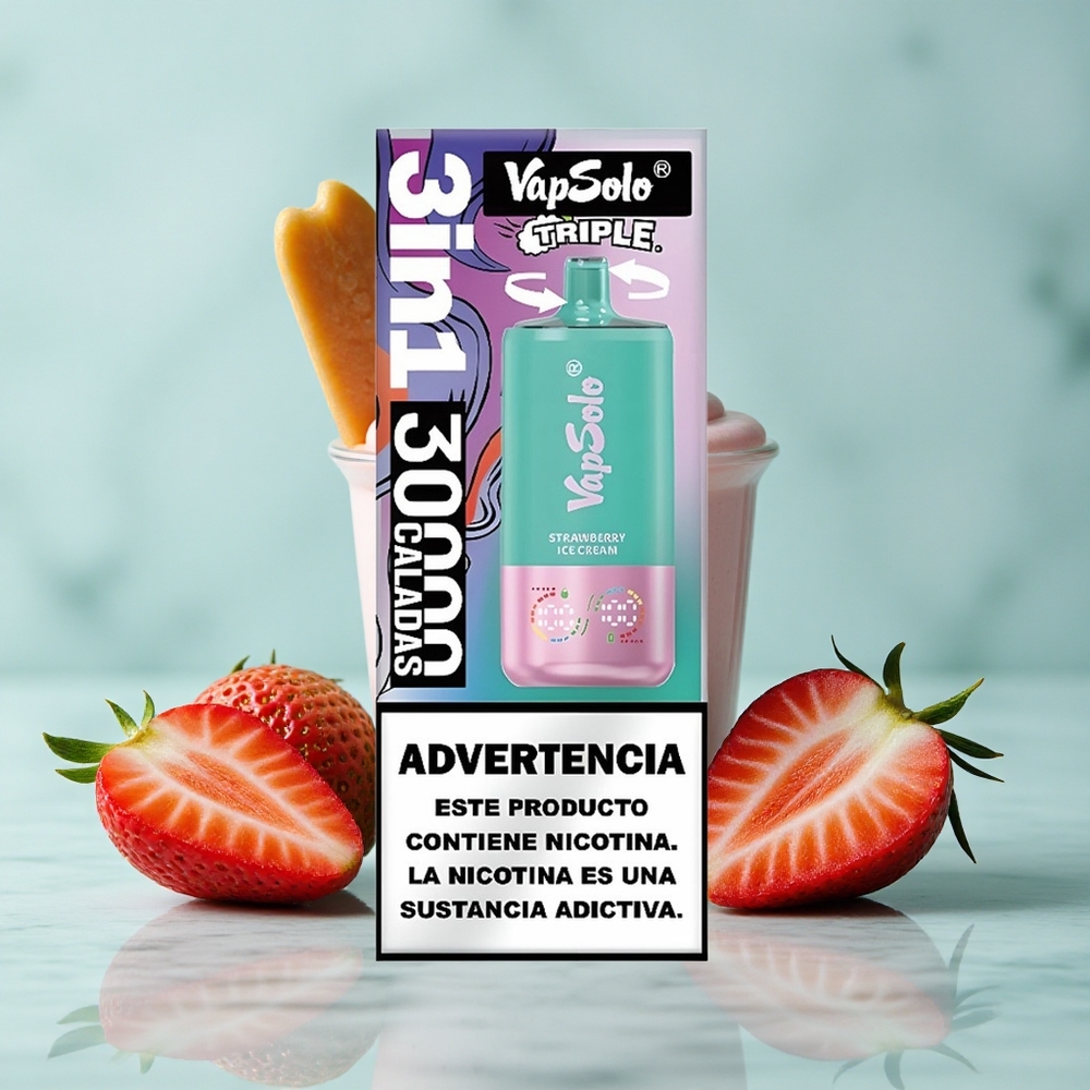 VapSolo Triple 30000 Puffs Erdbeer Eiscreme 40ml vape großhandel Deutschland