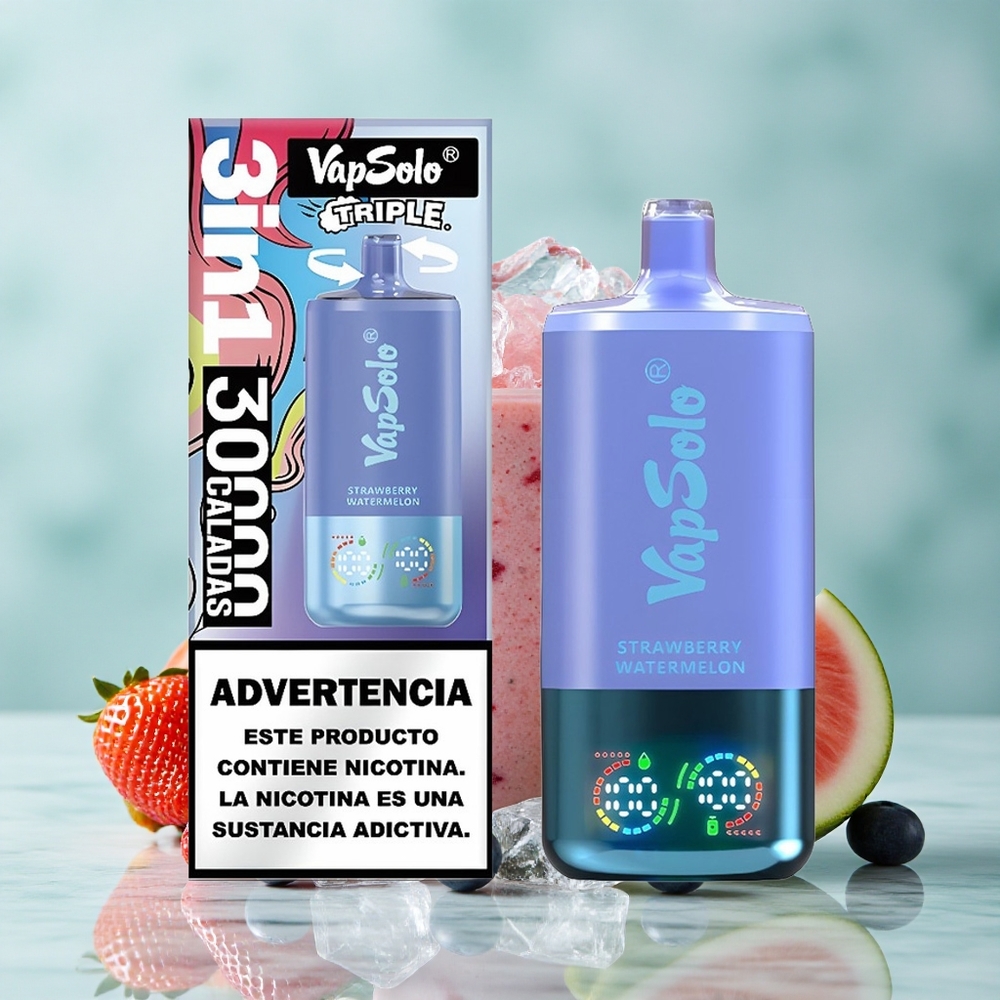 VapSolo Triple 30000 Puffs Erdbeer-Wassermelone  Blaubeer-Eis 40ml vape großhandel Deutschland