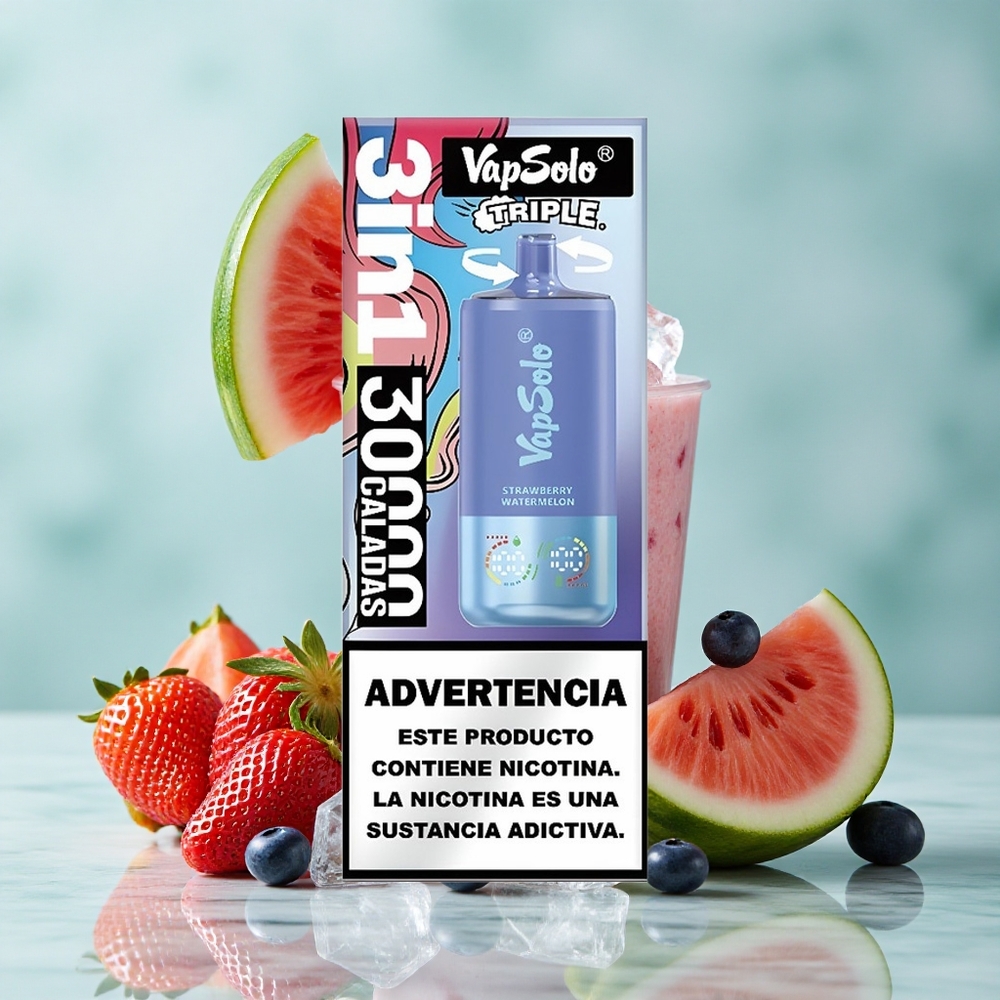 VapSolo Triple 30000 Puffs Erdbeer-Wassermelone  Blaubeer-Eis 40ml vape großhandel Deutschland