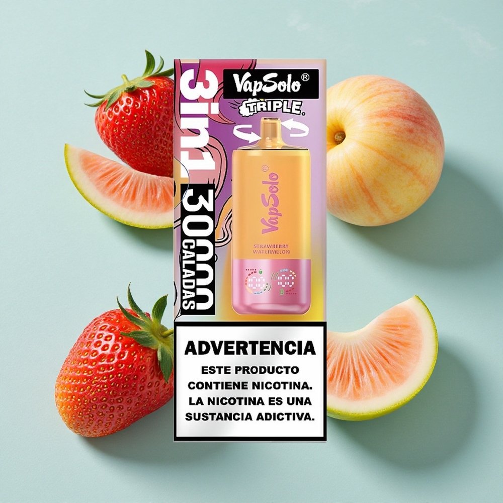VapSolo Triple 30000 Puffs Erdbeere Wassermelone  Zitrone Pfirsich 40ml vape großhandel Deutschland