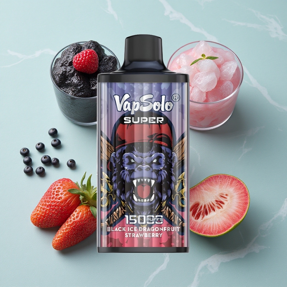 Vapsolo Super 15000 Puffs Schwarz Eis Drachenfrucht Erdbeere 40ml vape großhandel Deutschland